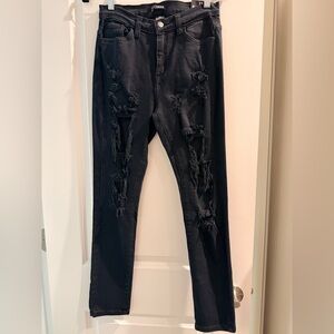Fashion Nova Black Distressed Skinny Jeans